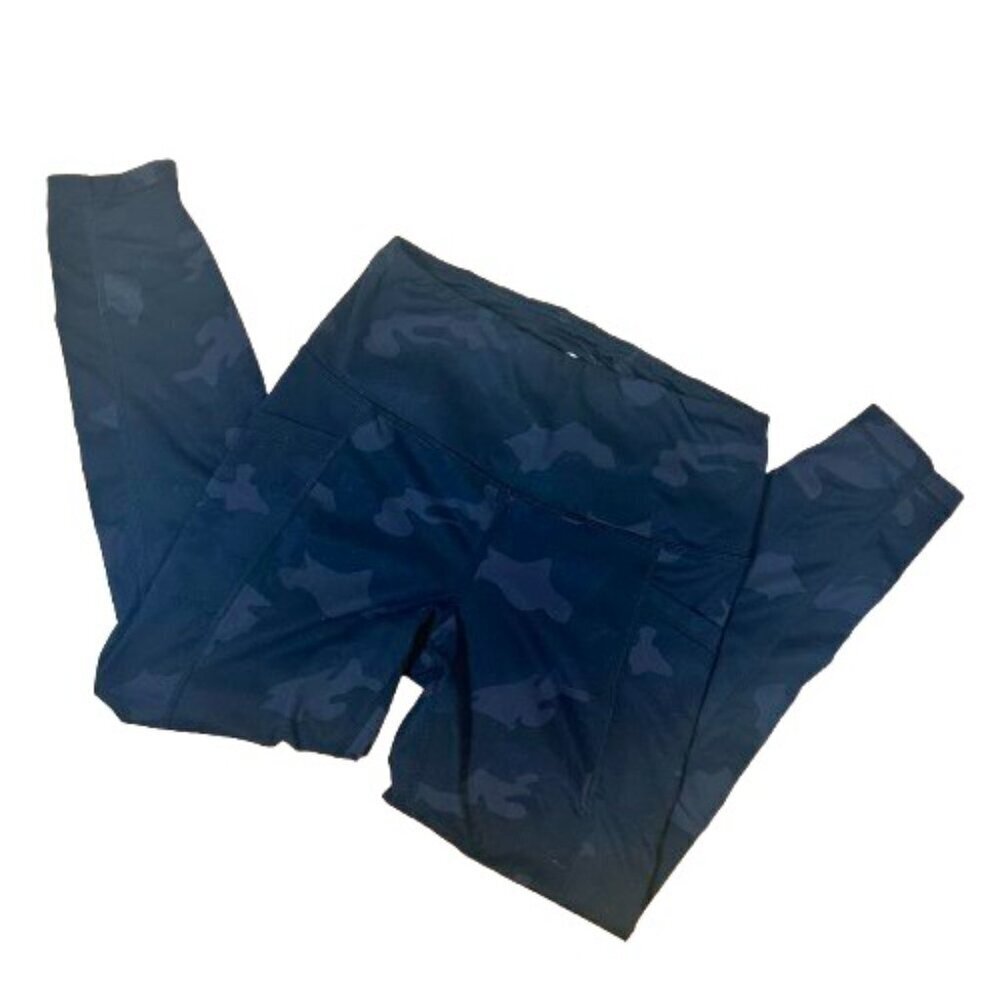 90 DEGREE BY REFLEX Black Camo Camouflage Leggings with side pockets Size Medium